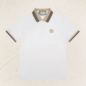 Gucci Logo Stripe Polo Shirt (White)